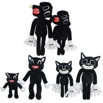 Cross-Border Siren Big Black Dog White Cat Siren Head Plush Toy Red Tooth Cat Doll Doll Factory Direct Sales