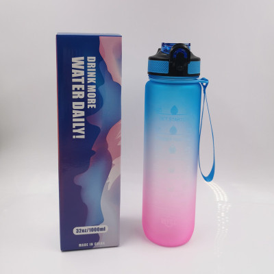 Amazon 1L Gradient Kettle Portable Frosted Glass Cup Body Sports Bottle Bounce Cover Water Cup Large Capacity