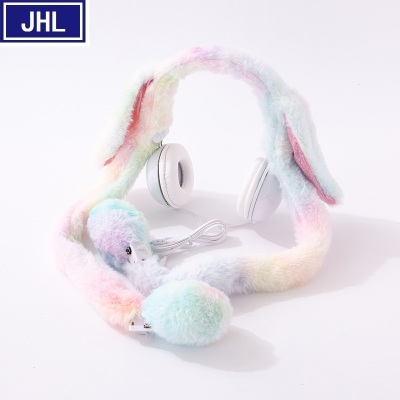 New Creative Trending Cute Rabbit Ears Headset with Airbag Ears Moving Plush with Light Headset.