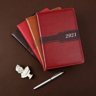 Foreign Trade 2021 Calendar Notebook Book Business Office Schedule Book A5 Imitation Leather Diary Factory Customization