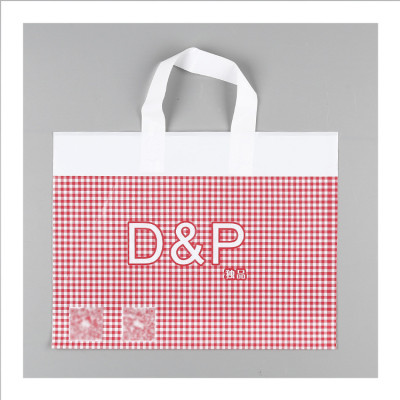 Production Creative with Red Square Plaid PE Clothing Gift Bag Shopping Bag Handbag Plastic Packaging Bag with Logo