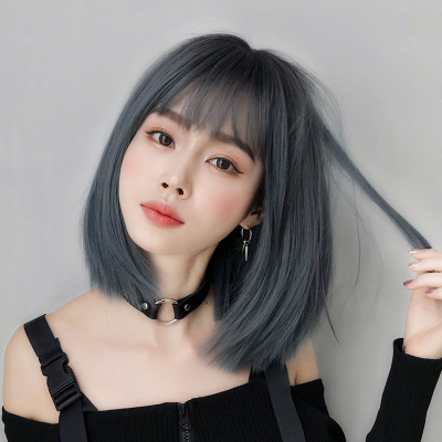 Factory Wholesale Wig Female Japanese Style Air Bangs Bobo Head Cover Fashion Shoulder-Length Bangs Wig Head Cover Wholesale