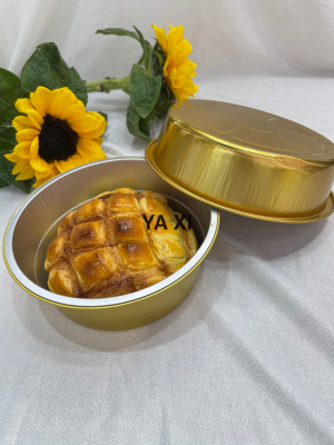 Wrinkle-Free Tin Plate Foil Plate Aluminum Foil Plate Coated Gold Pudding Boxes Fast Food Packing Box Oven Toasted Bread Cake