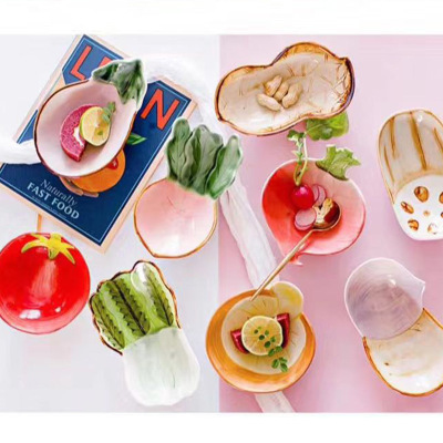 Irregular Vegetable Shape Snack Dish Household Dessert Plate Sauce Dish Snack Plate Cute Creative Ceramic Tableware