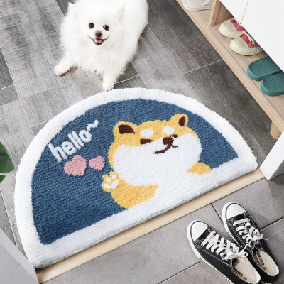 Cross-Border New Arrival Cartoon Flocking Ground Mats Bathroom Non-Slip Floor Mat Absorbent Floor Mat Factory Outlet