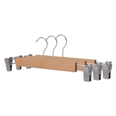 Household Wooden with Clip Pant Rack Solid Wood Non-Slip Pant Rack Seamless Skirt Clip Clothes Trousers Hanger Hotel Trouser Press Wholesale and Retail