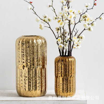 Modisson Electroplated Gold Ceramic Vase Thai Crafts Decoration Buddha Flower Container Small Buddha Hall Decoration