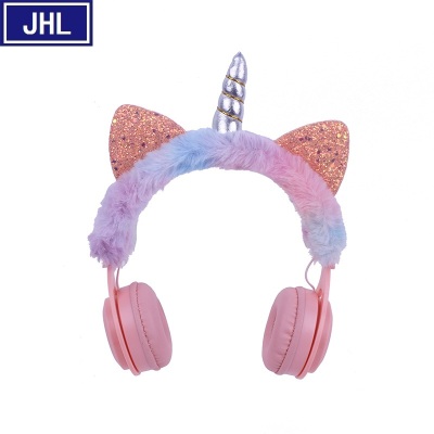 New Unicorn Cat Ear Bluetooth Headset Colorful Plush Cartoon Student Wireless Card Headset.