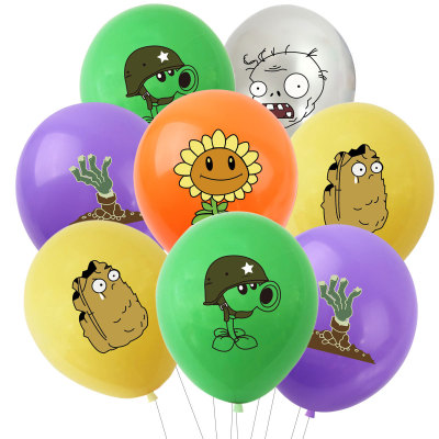 Plants Vs Zombies Birthday Party Balloon Set Peashooter Party Decorations Rubber Balloons Hanging Flag Suit