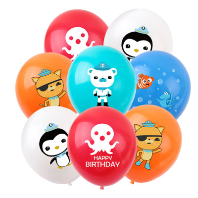 Octonauts Children's Birthday Party Decoration Supplies Marine Animation Character 12-Inch Rubber Balloons Set