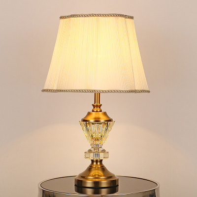 European-Style Crystal Lamp Bedside Modern Simplicity with American Style Fabric Decorative Crystal Floor Table Lamp