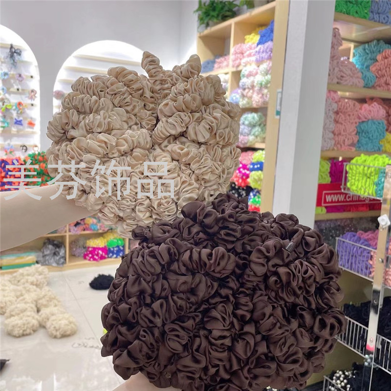 淘货源ins新款春夏缎面大肠圈发圈净色布艺头圈头发饰品厂家