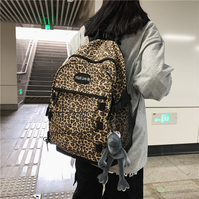 INS Trendy Backpack Women's New Fashionable Leopard Print Backpack Korean Style Large Capacity Student Schoolbag