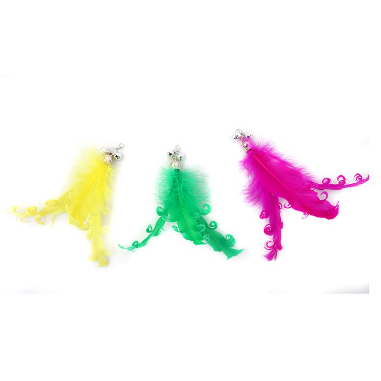 逗猫棒仙女鹅毛羽毛铃铛替换头多色可选 适用市面上带环逗猫棒