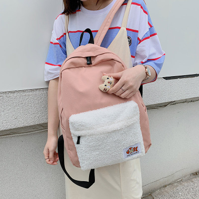 Vintage Style New Backpack 2020 Schoolbag Plush Autumn and Winter Female Korean Animal Korean Style Fashion Brand Ins Back