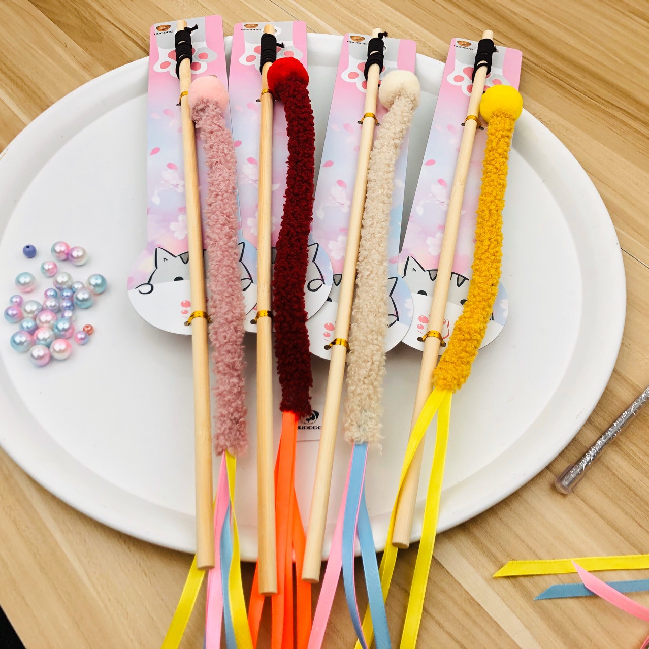 现货 猫咪玩具毛绒条逗猫棒 逗猫棒手工制作宠物用品工厂店