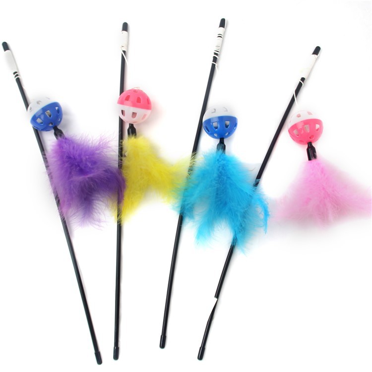 宠物用品塑料铃铛逗猫棒羽毛弹力绳猫咪互动玩具
