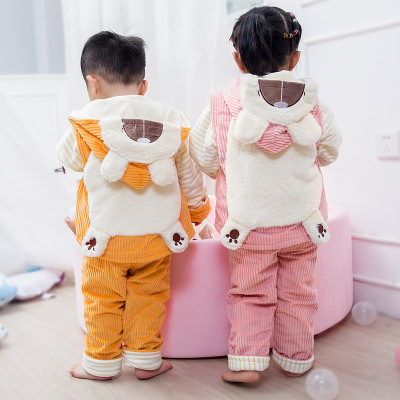 Boys' Autumn and Winter Clothes 0-1-2 Years Old Baby Children Three-Piece Suit 3 Baby 6 Months 9 Newborn Winter Cotton Clothes