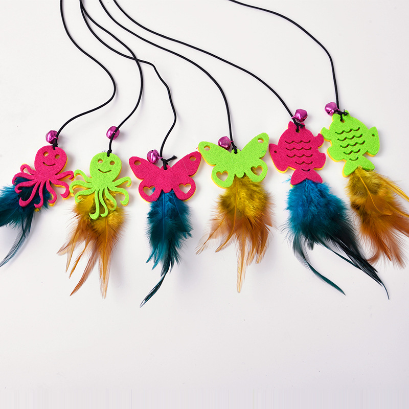 厂家新款趣味卡通逗猫棒  宠物猫玩具 铃铛彩色逗猫棒 猫玩具羽毛