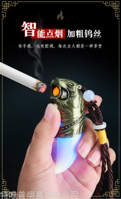 New Wolf Tooth Tiger Head Charging Lighter Windproof USB Pendant Cigarette Lighter Creative Retro Personalized Custom Foreign Trade