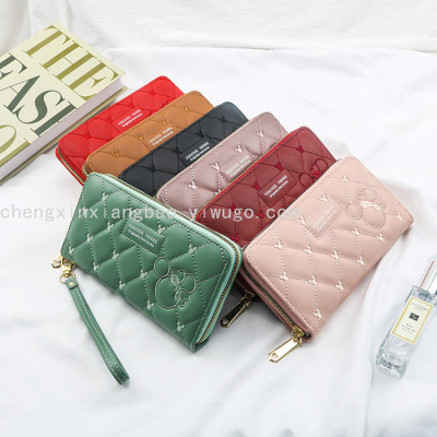 Wallet Women's Simple Embroidered Zipper Bag Fashion Coin Purse Large-Capacity Handbag Single Pull Bag Women's Custom