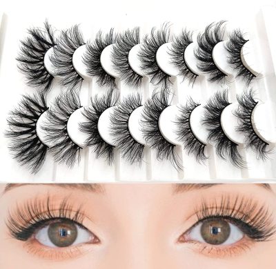 3D Artificial Mink Hair 25mm8 Pairs Fluffy Super Long Handmade Eyelash Reusable Makeup Tools