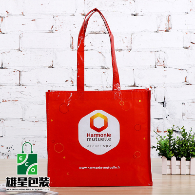 Factory Customized Lixin Cloth Coated Handbag RPET Stitch Bonded Cloth OPP Shopping Bag Color Ad Bag Customized