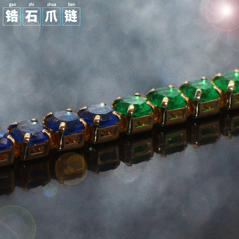 彩色爪链镶满钻手工链首饰服饰美甲饰品锆石钻链diy手链饰品配件