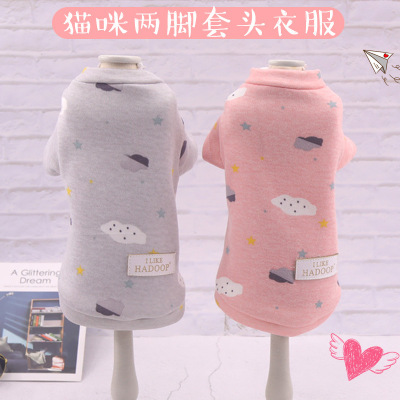 New Pet Two-Legged Cat Clothes Cartoon Pattern Cat Clothing Cat Clothes Autumn and Winter Clothing One Piece Dropshipping