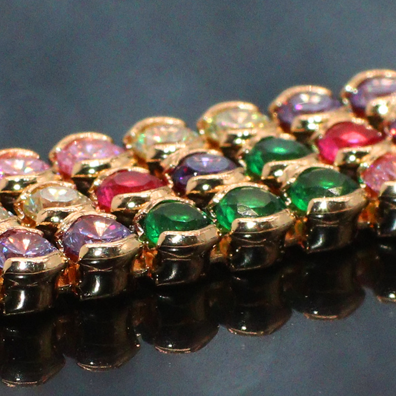 欧美跨境三排彩色元型爪链镶满钻手工链服饰DIY饰品现货厂家批发