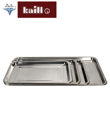 Stainless Steel Plate Tray Dish Barbecue Plate Rectangular Plate Shallow Plate Iron Tray