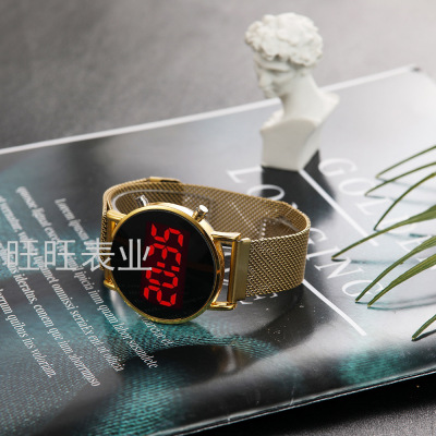 New Arrival round Luminous Led Double Button Student Watch Alloy Magnetic Buckle Cross-Border Milan with LED Watch