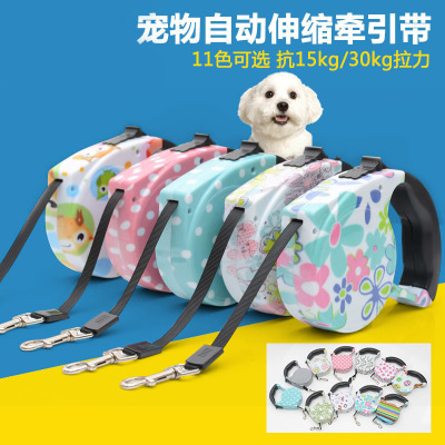 Printing Automatic Retractable Traction Belt Pet Automatic Cute Dog Walking Device Hand Holding Rope 5 M Flat Rope Tractor Delivery