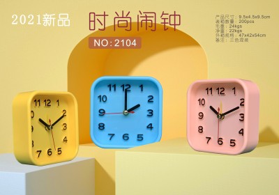 Factory Direct Sales Minimalist Candy Color Square Alarm Clock Student Bedroom Wake-up Alarm Clock