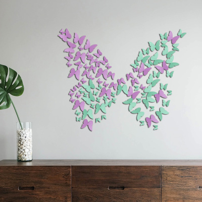 3D Iridescent Paper Simulation Butterfly Wedding Holiday Decorative Stickers Bedroom Living Room Background Wall Creative DIY Wall Stickers