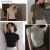 Women's Knitted Short-Sleeved Bottoming Shirt 2021 New Korean Style T-shirt Summer Stand Collar Half-Length Sleeve Thin Slim Black Outer Wear