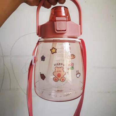 Internet Celebrity Big Belly Drinking Cup Summer Large Capacity Good-looking Portable Children's Kettle Crossbody Cute Cup with Suction Tubes
