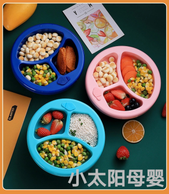 Baby Water Injection Thermal Insulation Bowl Compartment Plate with Suction Cup Children Solid Food Bowl Infant Tableware Snack Catcher