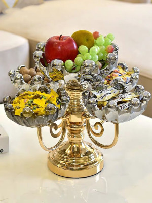 European Entry Lux Wind Glass Fruit Plate Household Living Room Coffee Table Furnishings Ornaments Snack Dried Fruit Plate Factory Direct Sales