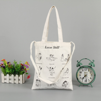 Customized Creative One-Shoulder Canvas Bag Color Printing Handbag Zipper Cotton Bag Environmental Protection Shopping Bag Customized