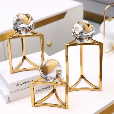 European-Style Post-Modern Decoration Crystal Ball Metal Decoration Model Room Home Living Room Wine Cabinet Study Creative Decoration