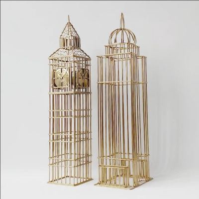 Nordic Light Luxury Simulation Tower Decoration Hotel Home Model Room Bell Tower Golden Big Ben Crafts Decorations