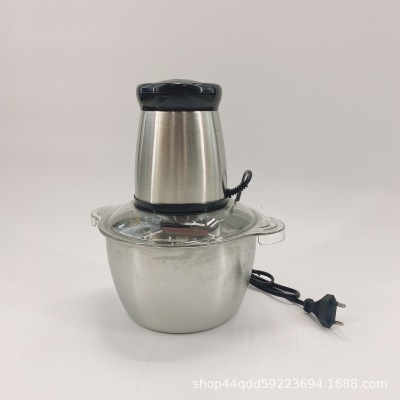 Foreign Trade 2L Stainless Steel Meat Grinder Household Chopper Kitchen Cooker Minced Meat Cutting and Vegetable Stirring Meshed Garlic Device