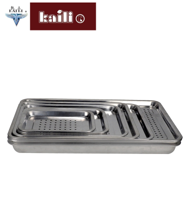 Stainless Steel with Square Hole Plate Stainless Steel Plate Rectangular Tray Tea Set Draining Tray