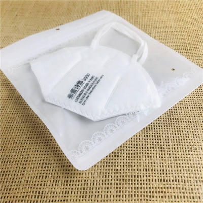 Yiwu Ready To Ship White Color Printing Mask Packing Bags Laminated Three Sides Sealed Zipper Bag With Logo
