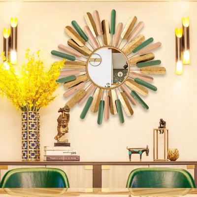 American Light Luxury Sunglasses Wall Hanging European Style Dining Room Entrance Wall Mirror Simple Living Room Wrought Iron Wall Decoration Pendant