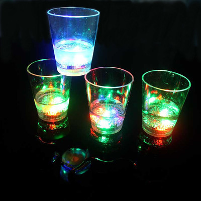 Led Colorful Flash Cup White Wine Glass Luminous Cup Button Luminous Cup Water Cup with Switch Tass Manufacturer