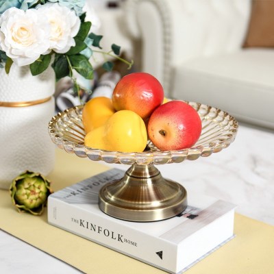 European-Style Creative Metal Glass Fruit Plate Living Room and Sample Room KTV Home Soft Furnishings Crafts Ornaments