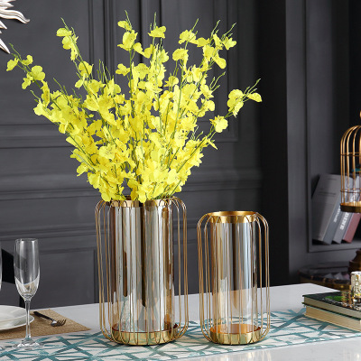 Nordic Lantern Glass Metal Crafts Geometric Ornaments European Style Showroom Living Room Soft Home Decoration