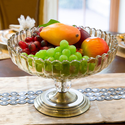 Post-Modern European Luxury Crystal Glass Fruit Plate Creative Furnishings Model Room KTV Decorations Crafts Ornaments